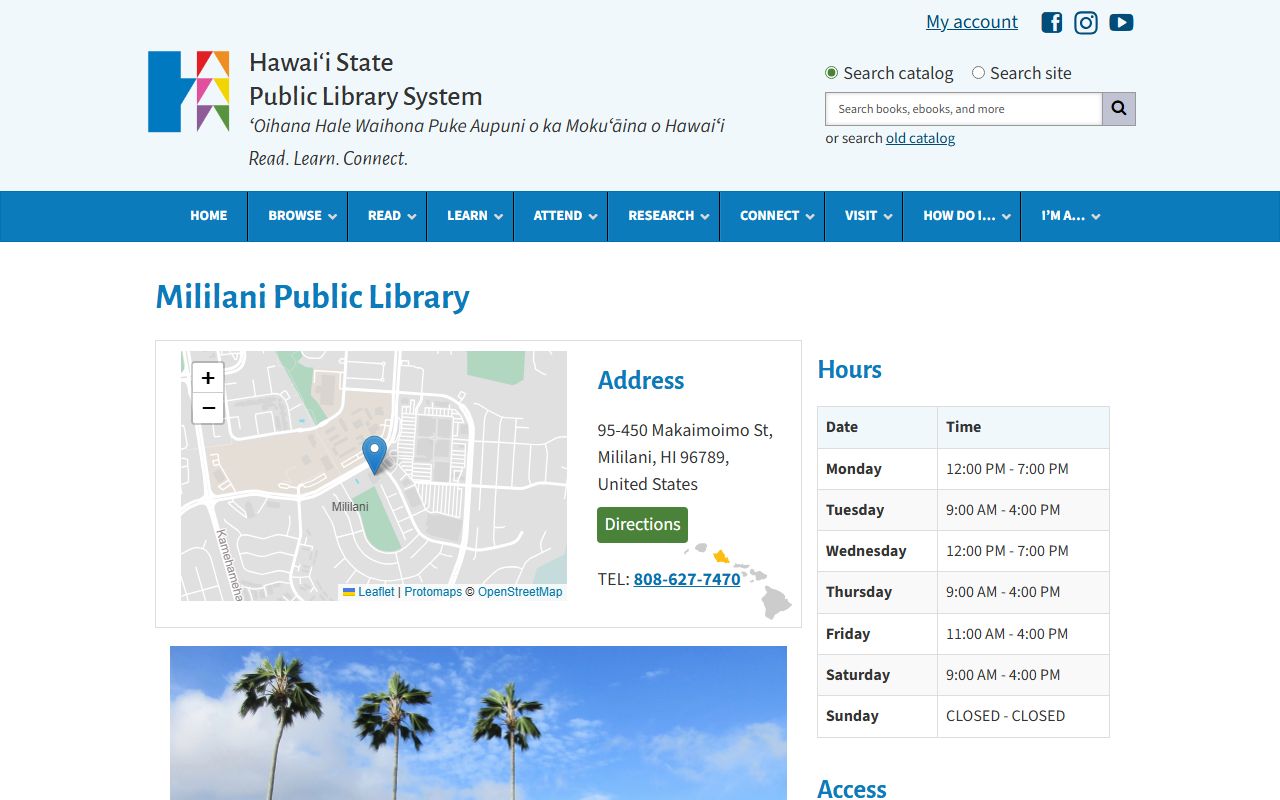 Mililani Town public library birth records resources