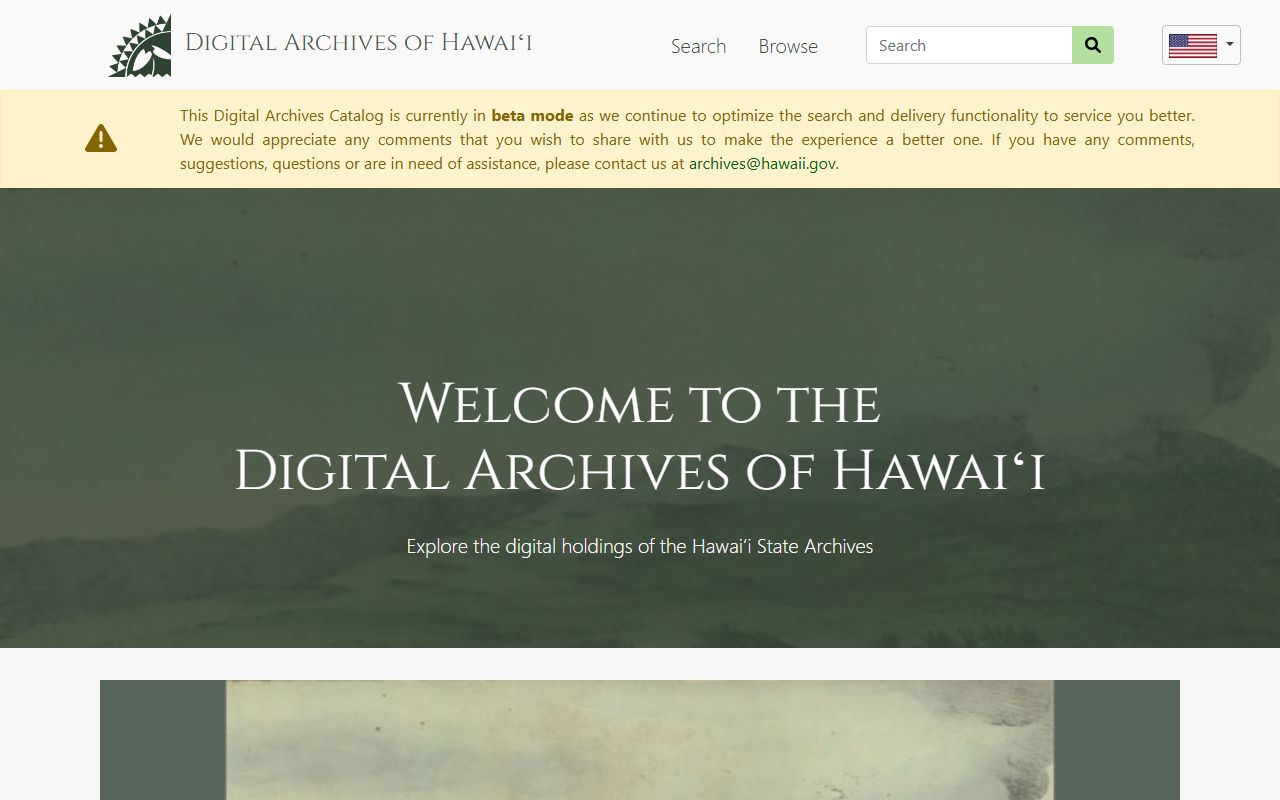 Hawaii Digital Archives search portal for historical birth records